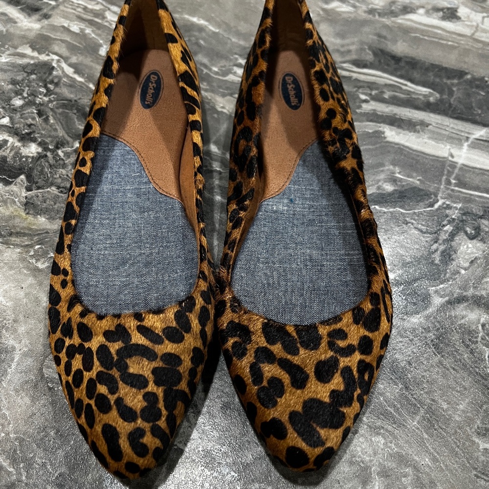 Dr. Scholl’s leopard cheetah animal print flats shoes size 9 Fur texture